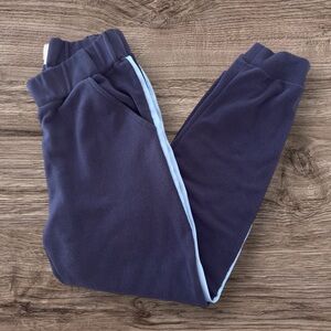 Dudley Stephens Jay Joggers Navy Blue Periwinkle Ribbon Trim Terry Fleece XS